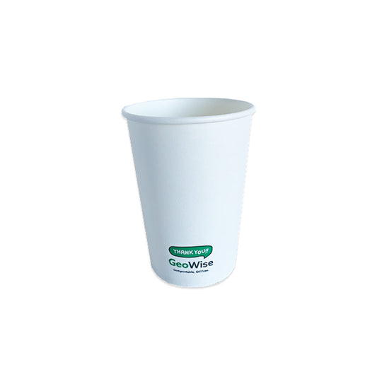 Hot Cup 12oz (86mm) Single Wall WHITE (1000) Geowise