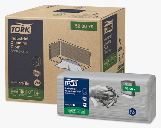 Tork Industrial Cleaning Cloth Grey Folded W4 (4x120)