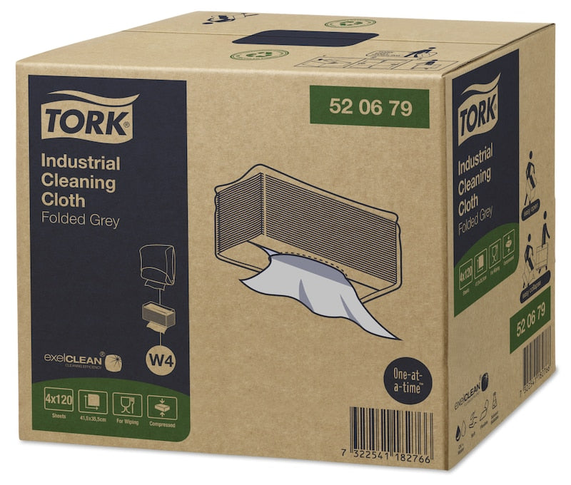 Tork Industrial Cleaning Cloth Grey Folded W4 (4x120)