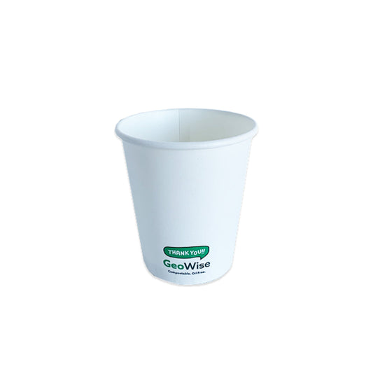 Hot Cup 8oz (86mm) Single Wall WHITE (1000) Geowise