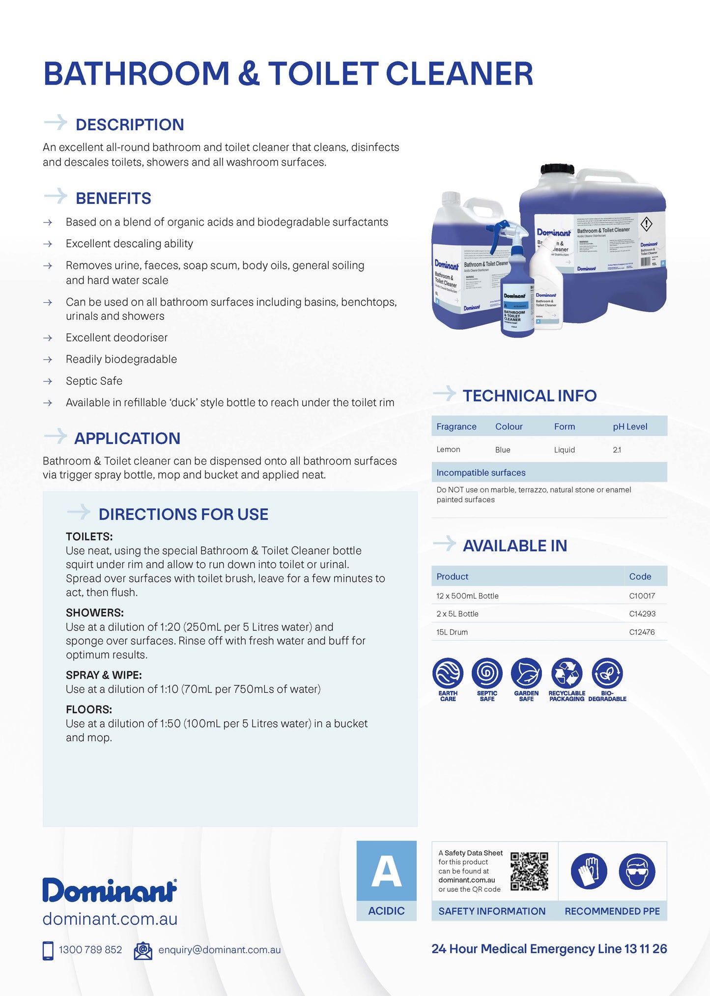 Bathroom and Toilet Cleaner 5L