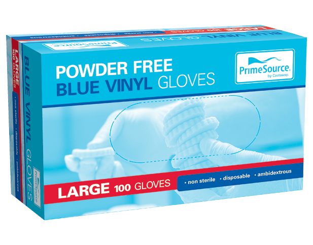 Gloves Vinyl Blue Powder Free - Large (100)