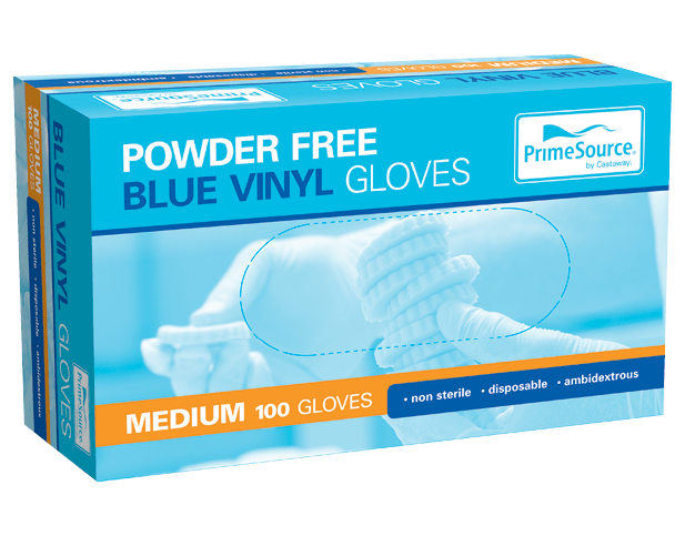Gloves Vinyl Blue Powder Free - Medium (100)
