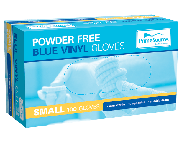 Gloves Vinyl Blue Powder Free - Small