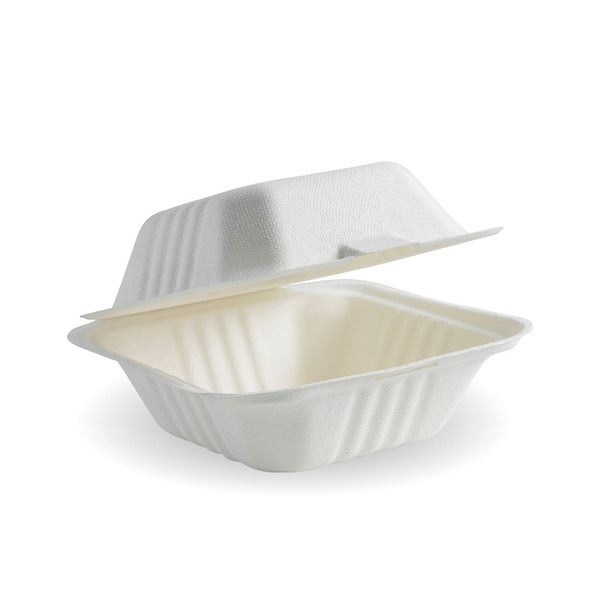 Clamshell 6x6x3" (Burger) BioCane - White (125)