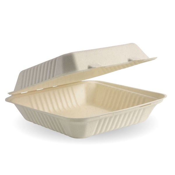 Clamshell 9x9x3" (Dinner) BioCane - Natural (100)