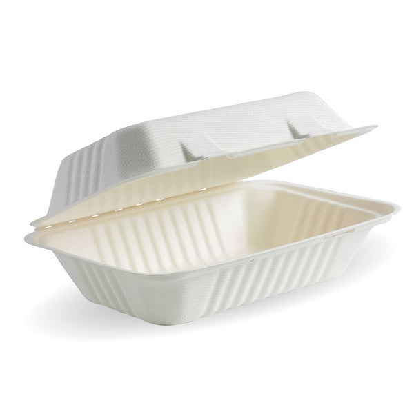 Clamshell 9x6x3" (Snack) BioCane - White (125)