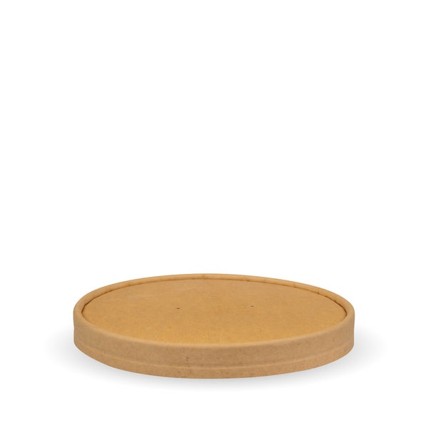 Flat Lid to suit Wide Paper BioBowl 500-1000ml - Kraft (50)