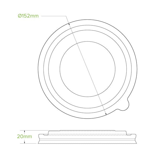 Flat Lid to suit Wide Paper BioBowl 500-1000ml - RPET* (50)