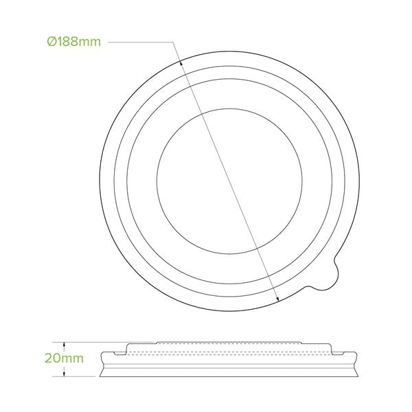 Flat Lid to suit Wide Paper BioBowl 1,300ml - RPET* (50)