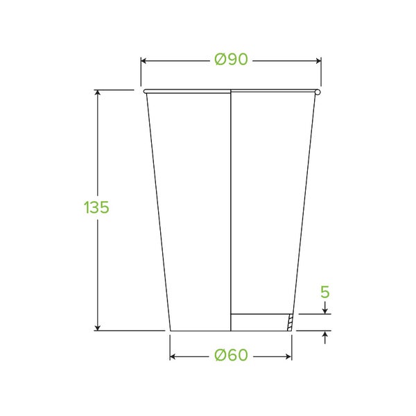 510ml / 16oz (90mm) SW BioCup - WHITE (50)