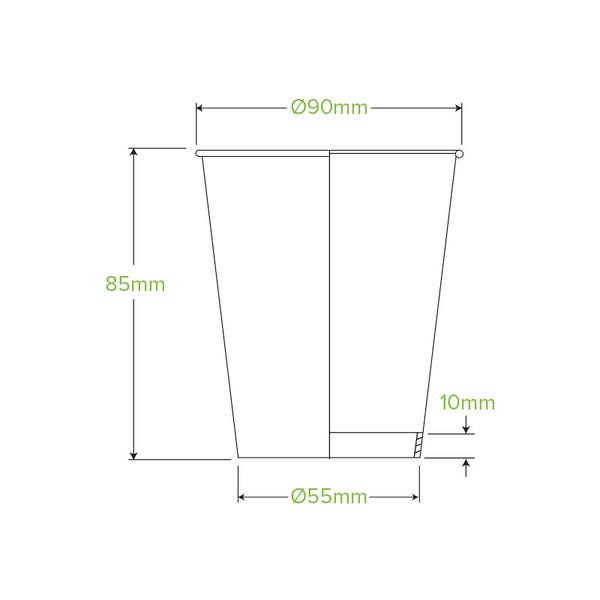 Hot Cup (90mm) 8oz - Single Wall - Black (50) BC-8B-90
