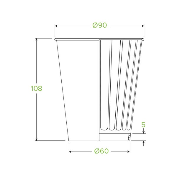 Hot Cup 12oz (90mm) Double Wall Green Stripe Kraft (40)