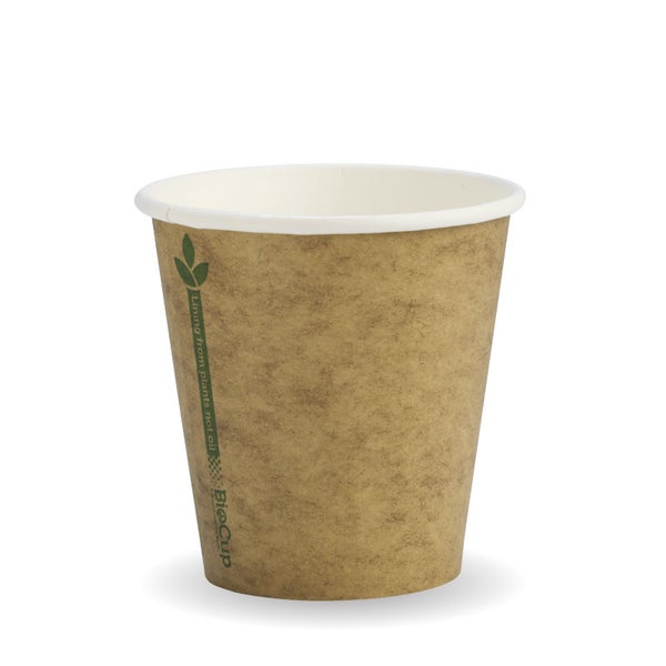 Hot Cup 6oz (80mm) Single Wall Green Line Kraft (50)