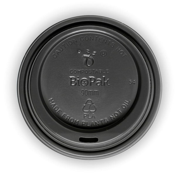 Hot Cup Lid 12-20oz (90mm) PLA Black (50)