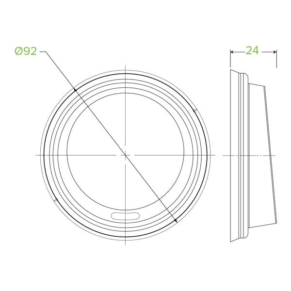 Hot Cup Lid 12-20oz (90mm) PLA Black (50)