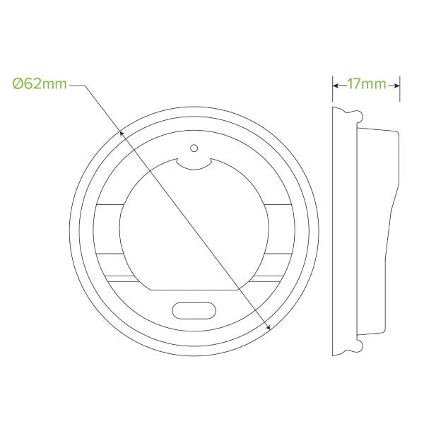 Hot Cup Lid 4oz (62mm) PLA White (50) - BCL-4PLA-C