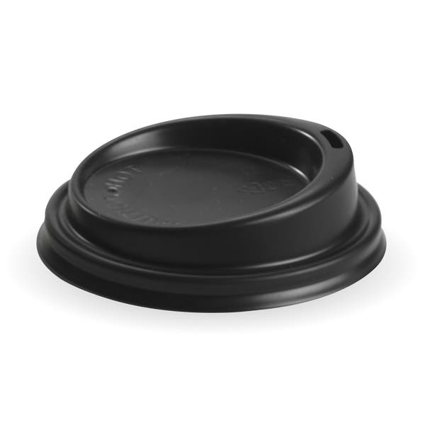 80mm PS* Lid to suit 6-12oz Hot BioCup - Black (50) *RUNOUT*