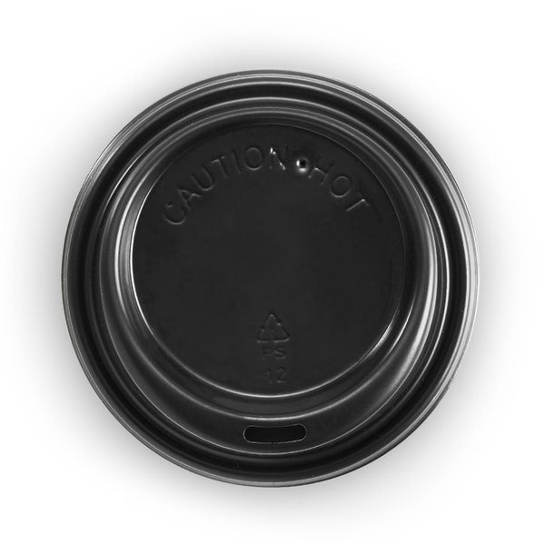 80mm PS* Lid to suit 6-12oz Hot BioCup - Black (50) *RUNOUT*