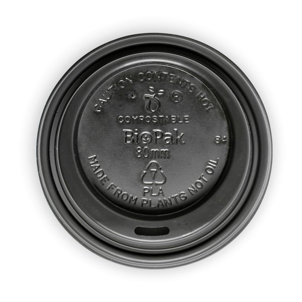 Hot Cup Lid 6-12oz (80mm) PLA SM Black (50)