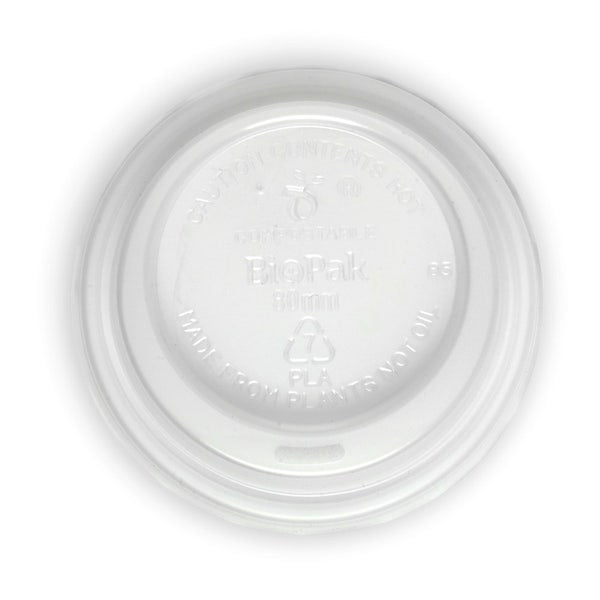 Hot Cup Lid (80mm) PLA White (50) BCL-8PLA-C