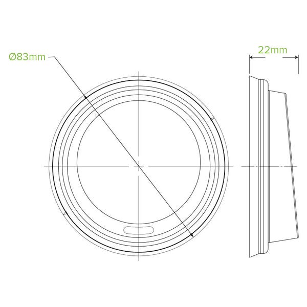 Hot Cup Lid (80mm) PLA White (50) BCL-8PLA-C