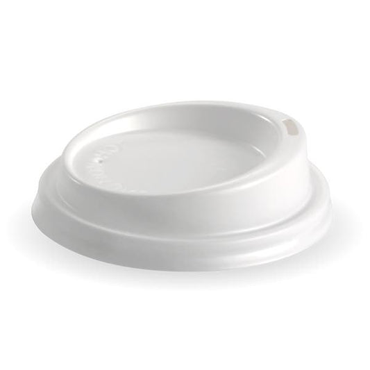 80mm PS* Lid to suit 6-12oz Hot BioCup - White (50) *RUNOUT*