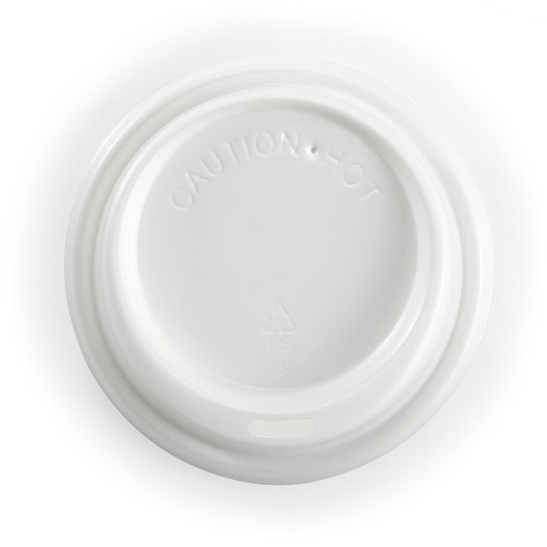80mm PS* Lid to suit 6-12oz Hot BioCup - White (50) *RUNOUT*