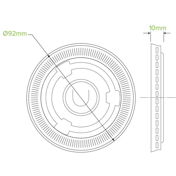 Cold Cup Paper, Lid 90mm PLA Large Flat (50)