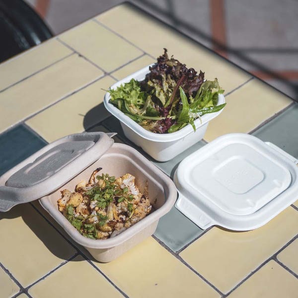 Square BioCane Lid 280-630ml - Natural (50)