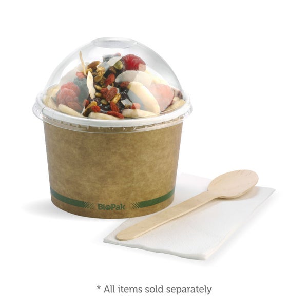 Dome Lid to suit Paper BioBowl 430-950ml - RPET* (50)