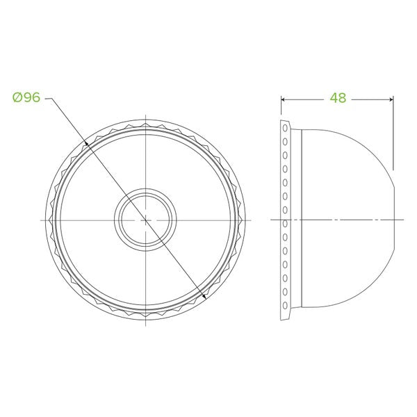 96mm Clear Dome Lid - 22mm Hole (100)