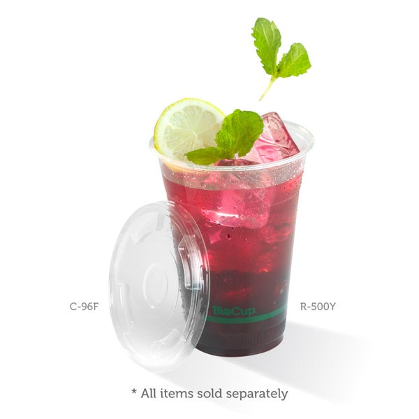 96mm Clear Flat Lid - Straw Slot (100)