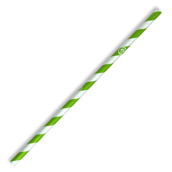 Straw Regular 6x197mm Green Stripe (250)