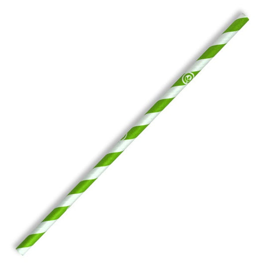 Straw Regular 6x197mm Green Stripe (250)