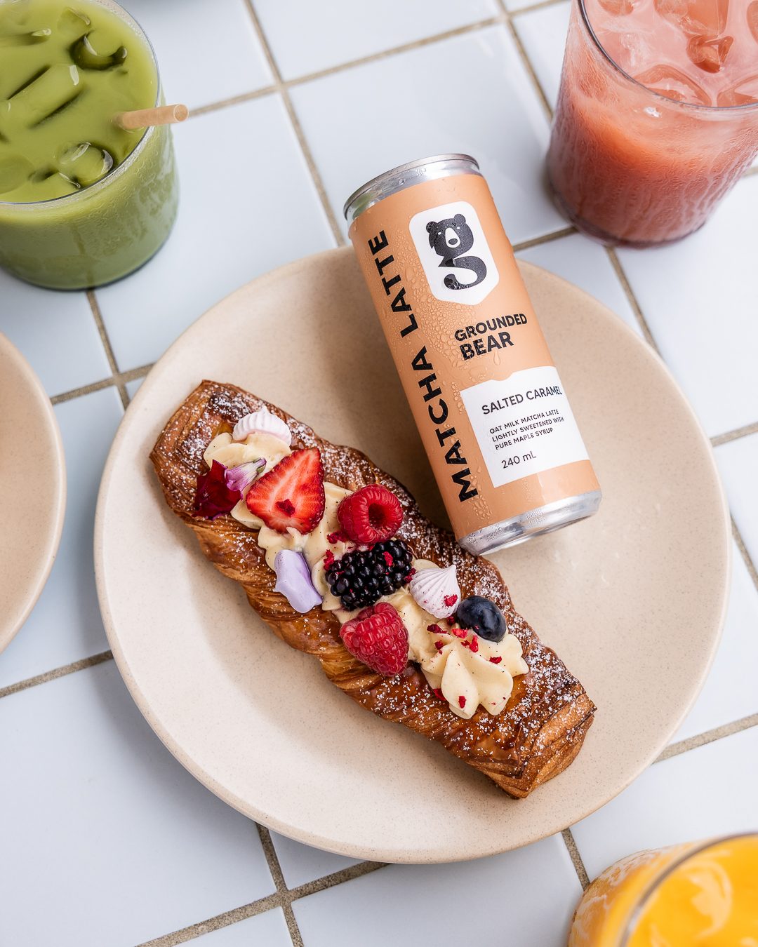 Grounded Bear SALTED CARAMEL Matcha Latte - 240ml can