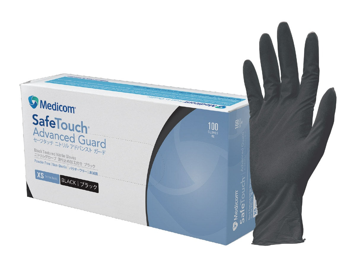 Gloves Nitrile Black Powder-Free Micro Textured - Extra Large (100)