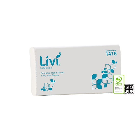 Compact Hand Towel 1 Ply (150 sheets)