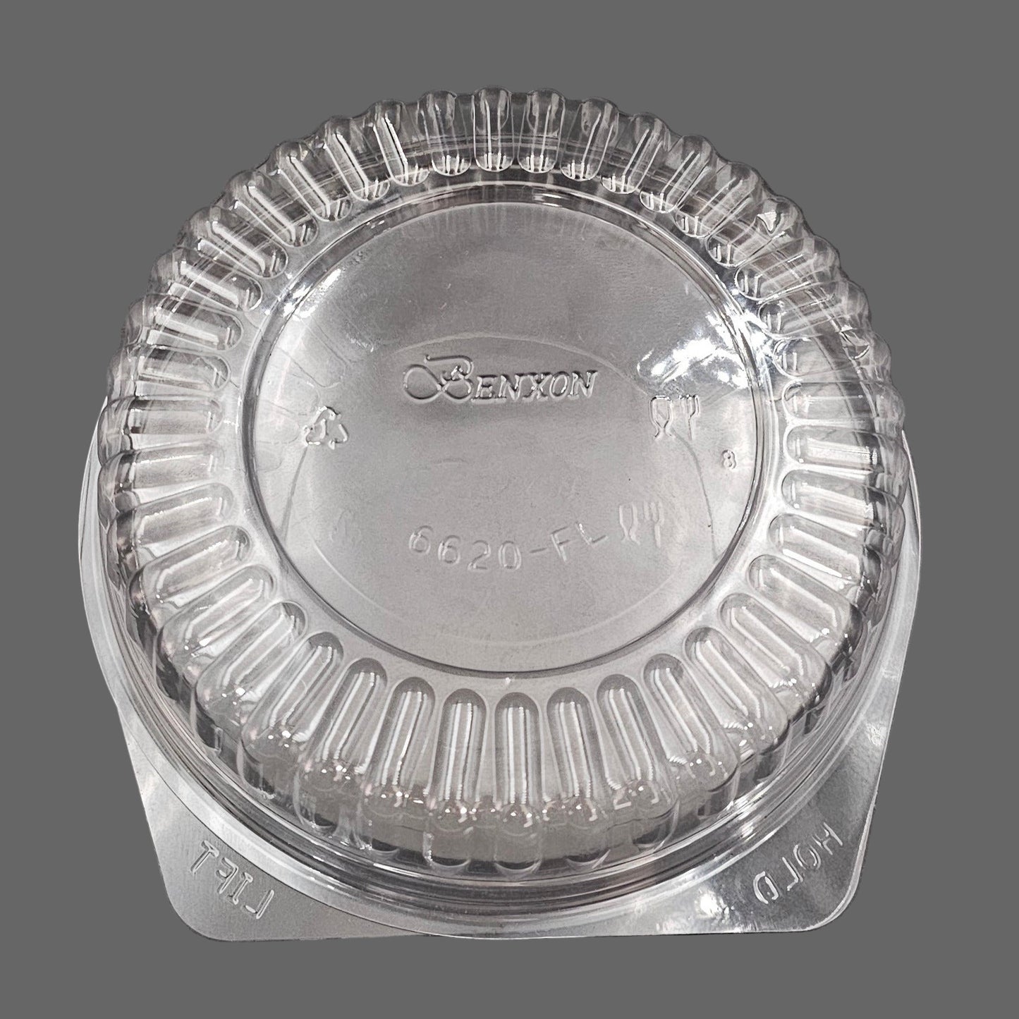 20oz Clear Showbowl with Hinged Flat Lid PET (150) Benxon *RUNOUT*