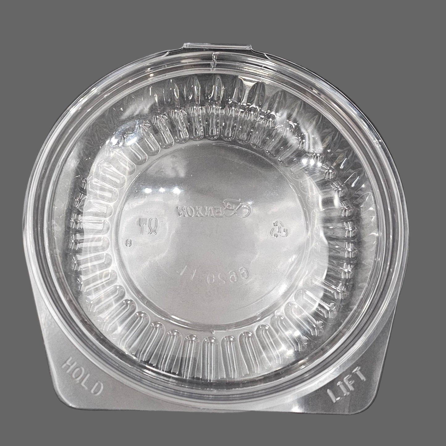 20oz Clear Showbowl with Hinged Flat Lid PET (150) Benxon *RUNOUT*