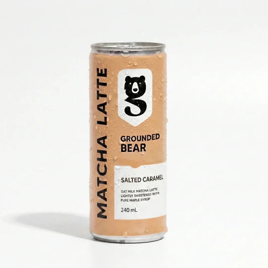 Grounded Bear SALTED CARAMEL Matcha Latte - 240ml can