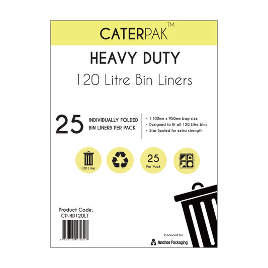 Bin Liner 120L Heavy Duty - Black (25)