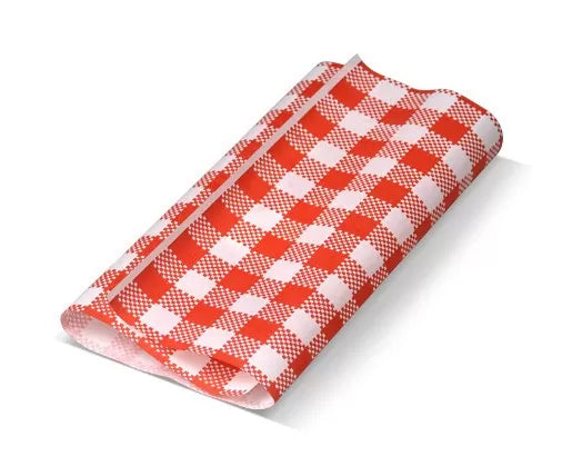 Greaseproof Paper Red Gingham 40gsm 190x310mm (200)