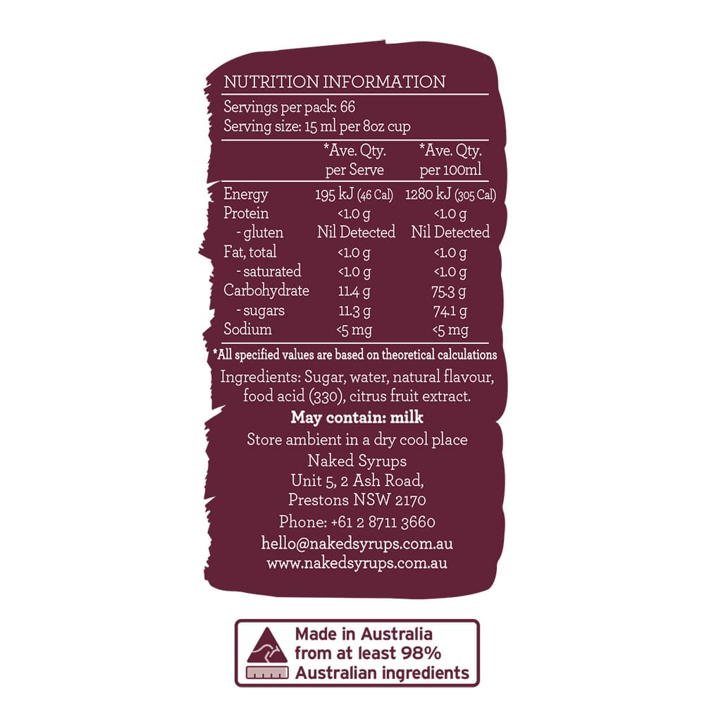Hazelnut Flavouring 1L Naked Syrups