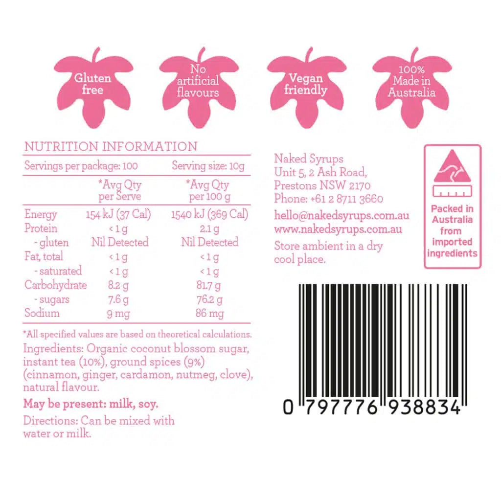 Chai Powder (VG/GF) 1kg Naked Syrups