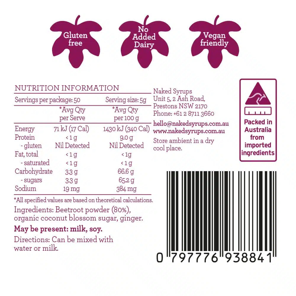 Beetroot Powder (VG/GF) 250g Naked Syrups
