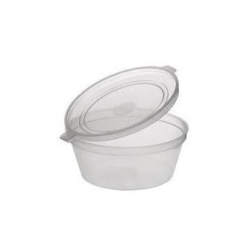 Round Sauce Container with Hinge Lid Clear 100ml (50)