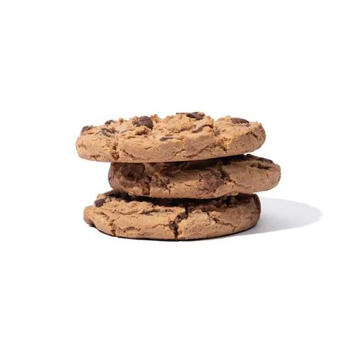 Stack of chocolate chip cookies on a white background