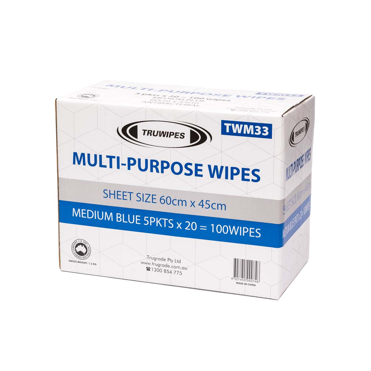 Truwipes Antibacterial 60x45cm BLUE (20)