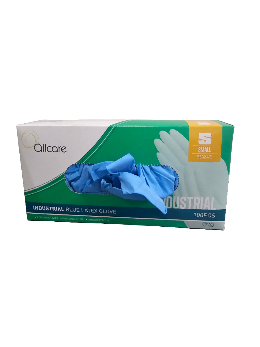 Gloves Latex Blue Powdered - Small (100) Allcare